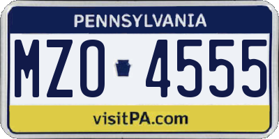 PA license plate MZO4555