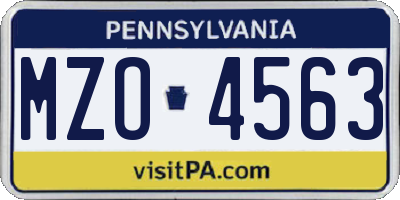 PA license plate MZO4563