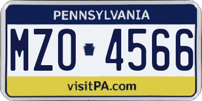 PA license plate MZO4566