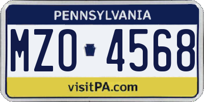PA license plate MZO4568