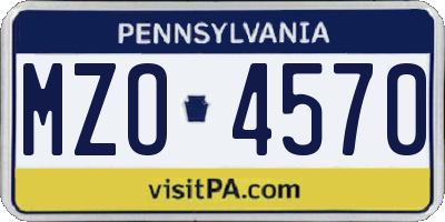 PA license plate MZO4570