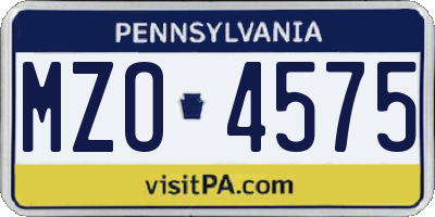 PA license plate MZO4575