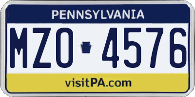 PA license plate MZO4576