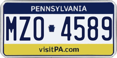 PA license plate MZO4589