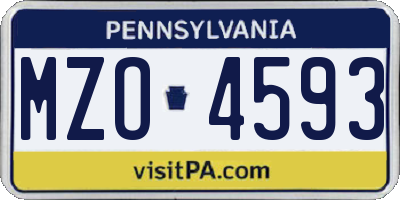 PA license plate MZO4593