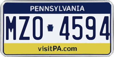 PA license plate MZO4594
