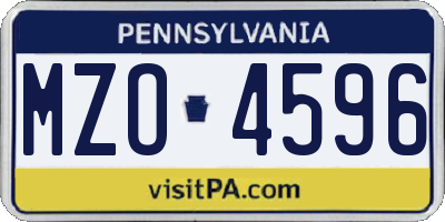 PA license plate MZO4596