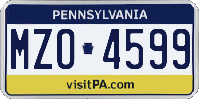 PA license plate MZO4599