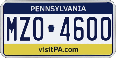 PA license plate MZO4600