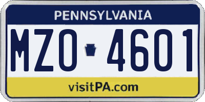 PA license plate MZO4601