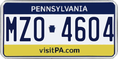 PA license plate MZO4604