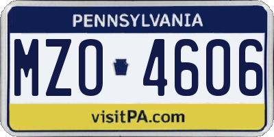 PA license plate MZO4606