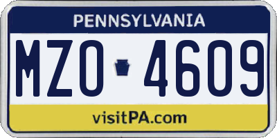 PA license plate MZO4609