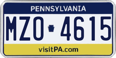 PA license plate MZO4615