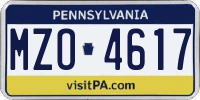PA license plate MZO4617