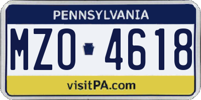 PA license plate MZO4618