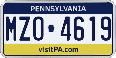 PA license plate MZO4619