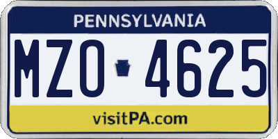PA license plate MZO4625