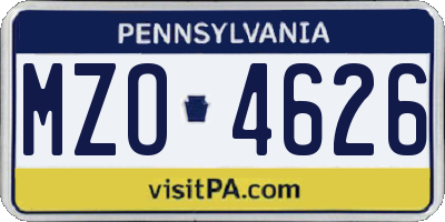 PA license plate MZO4626