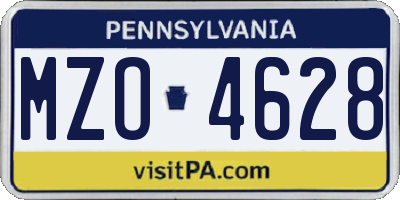 PA license plate MZO4628