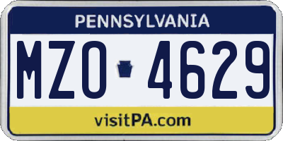 PA license plate MZO4629
