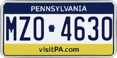 PA license plate MZO4630