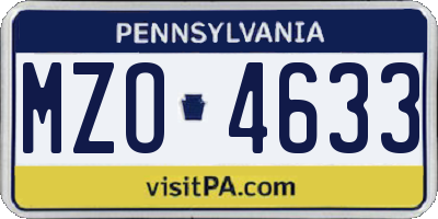 PA license plate MZO4633