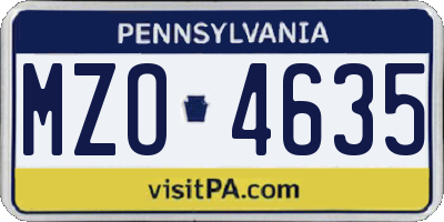 PA license plate MZO4635