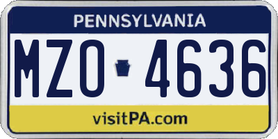 PA license plate MZO4636