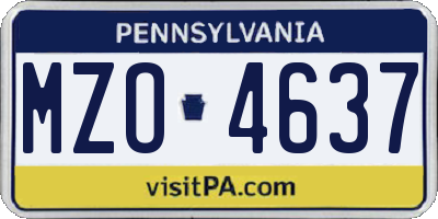 PA license plate MZO4637