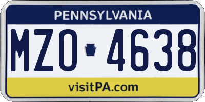 PA license plate MZO4638