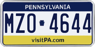 PA license plate MZO4644