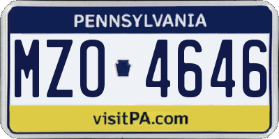 PA license plate MZO4646