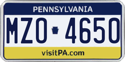 PA license plate MZO4650