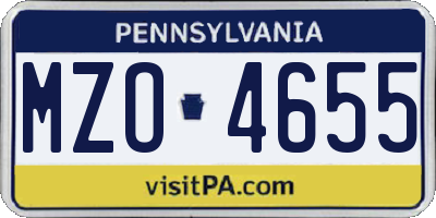 PA license plate MZO4655