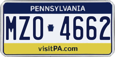 PA license plate MZO4662