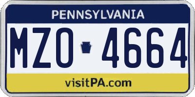 PA license plate MZO4664