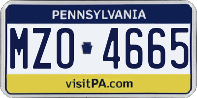PA license plate MZO4665