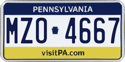 PA license plate MZO4667
