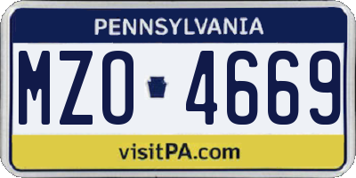 PA license plate MZO4669