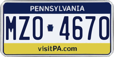 PA license plate MZO4670