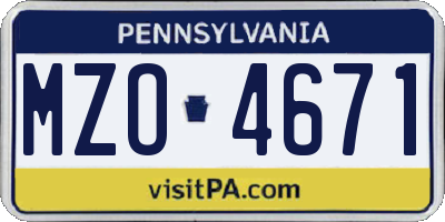 PA license plate MZO4671