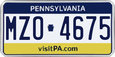 PA license plate MZO4675