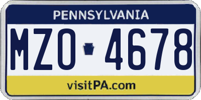 PA license plate MZO4678