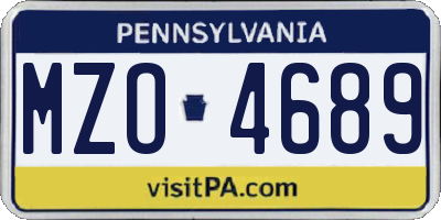 PA license plate MZO4689