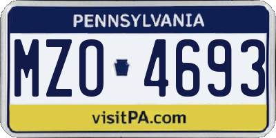 PA license plate MZO4693