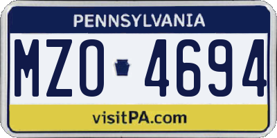 PA license plate MZO4694