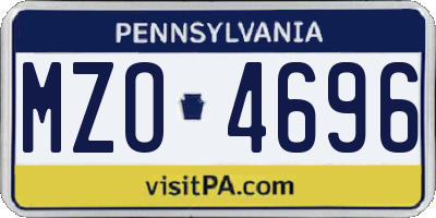 PA license plate MZO4696