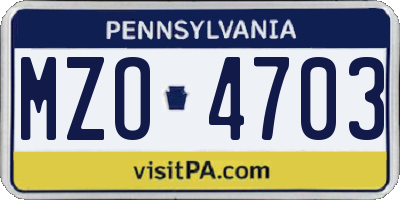 PA license plate MZO4703