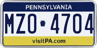 PA license plate MZO4704